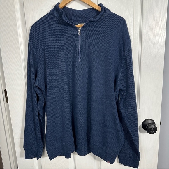 Faherty navy 1/4 zip sweater, size XXL, mock neck, layer, basic, transitional - Picture 1 of 8